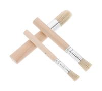 Toyvian 3Pcs Round Bristle Paint Brush Set with Wooden Handles, Stencil and Craft Paint Brushes for, Oil and Acrylic Painting Art Supplies