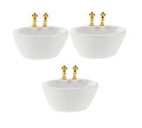 Toyvian 3pcs Scale Miniature Dollhouse Bathroom Sink Realistic Hand Washing Basin Accessories for Doll House Furniture and Restroom Decoration