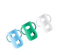 Toyvian 3pcs Silicone Bottle Sleeve with Handle for Baby Glass Bottles - Large Size Non-Slip Protector Covers in Blue, White Green - Infant Feeding Nursery Essentials