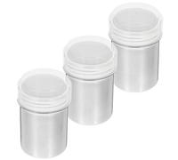 Toyvian 3pcs Stainless Steel Powdered Sugar Container with Lid Multipurpose Flour Sifter and Cinnamon Shaker for Baking and Spice Sprinkling Dishwasher Safe Kitchen Tools