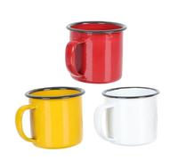 Toyvian 3Pcs Vintage Enamel Mug Thickened Retro Tea Cups for Home Water Juice Drinking Easy to Clean White Red Yellow Creative Beverage Cups