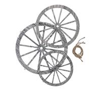Toyvian 3pcs Vintage Wooden Wagon Wheel Wall Decor Rustic Western Style Farmhouse Hanging Panels for Living Bedroom Patio Bar Garage Handpolished Natural Wood Grain Accent