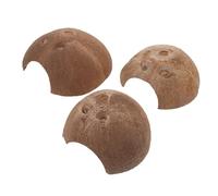 Toyvian 3Pcs Wear-resistant Coconut Shell Reptile Caves Lightweight Terrarium Hideouts for Lizards Geckos Snakes with Stress-relief Resting Spots and Safe Shelter