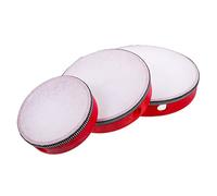 Toyvian 3pcs Wood Handheld Tambourine Percussion Drum Set Red for Children Interactive Toys with Brain Skill Cultivation and Concentration Training