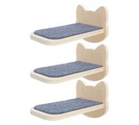 Toyvian 3pcs Wooden Cat Wall Shelves with Modular Design and Khaki Finish for Indoor Cats Supporting Dynamic Activity and Lounging for Kittens
