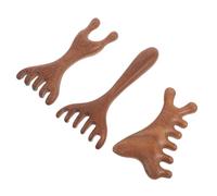 Toyvian 3pcs Wooden Massage Comb Set with Gua Sha Effect and Meridian Balancing, Natural Sandalwood Scalp Massage Combs for Home and Travel Use, Wide Tooth Antler Design for Relaxation