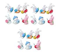 Toyvian 3sets Bunny Cake Toppers Miniature Rabbit Figurines for Easter Cake Decorations for Home Decor Birthday Parties and Creative DIY Projects 6pcs*3