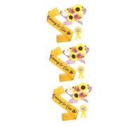 Toyvian 3sets Mom Satin Sash Flower Belt Daddy Corsage Pin Vintage Maternity Belt Pregnancy Shower Decorations
