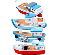 Toyvian 4 PACK Miniature Boat Dollhouse Boat Sea Fishing Boats Ornament Plastic Boat Ornament Resin Cruise Models Micro Landscape Boat Mediterranean Handmade Boats Toy, Random Style