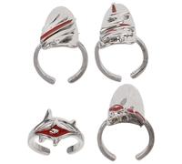 Toyvian 4 Pcs Adjustable Gothic Finger Nail Rings for Women Open Retro Fingertip Covers Nail Decoration Tool Comfortable Fit for Cosplay and Everyday Wear