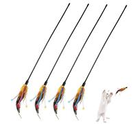 Toyvian 4 Pcs Cat Teaser Set Interactive Cat Flirting Stick with Bell Stripes Engaging Play Strengthen Bonding Random Color