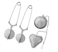 Toyvian 4 Pcs Stainless Steel Tea Strainer Set with Handle, Heart Round Shape Infusers, Creative Loose Leaf Tea Filters for Home Brewing and Soup Cooking