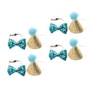 Toyvian 4 Set Pet Birthday Decoration for Small Dogs Cats Lightweight Sequined Party Hats with Bow Ties Comfortable Fit for Kittens Puppies Poodles Festive Accessories for Pet Celebrations