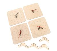 Toyvian 4 Sets Unfinished Wooden Clock Dial Plates with Precise Movement for DIY Craft Safe Smooth Material for Handcraft Projects Educational Learning Kit with Owl Lion Snail Dragon