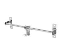Toyvian 40cm Stainless Steel Kitchen No-Punch Hook Wall Mount Storage Rack Easy to Install Multifunctional Silver Hanging Rack for Bathroom and Kitchen