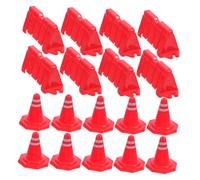 Toyvian 40pcs Mini Traffic Cones and Road Signs for Red PP Material Educational for Role Play Spatial Imagination Problem Solving and Traffic System Learning