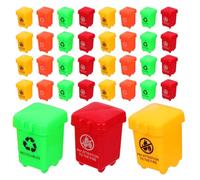 Toyvian 40PCS Miniature Garbage Bin for Plastic Mini Trash Cans for Role Play Sorting Fine Motor Skill Development Multipurpose Storage Bins for Desktop Organization and City Playsets