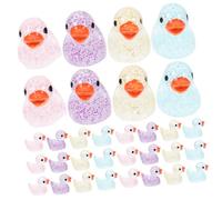 Toyvian 40Pcs Miniature Resin Duck Figures Glow in The Dark Decorative Duck Statues for Miniature Garden and Cake Decoration Accessories