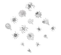 Toyvian 48Pcs Antique Silver Mini Spider Charms Set with Lobster Clasp for Jewelry Making, DIY Halloween Spider Pendants and Spooky Metal Charms for Earring and Bracelet Crafting