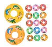 Toyvian 48pcs Mini Inflatable Swim Rings with PVC Summer Floating Rings for Portable Pool and Beach Party Decorations Dollhouse Photography Props Colors Mixed