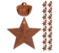Toyvian 48pcs Vintage Rustic Jingle Bells with Star and Cross Shapes Metal Christmas Tree Hanging Ornaments for DIY Holiday Decorations and Festive Crafting
