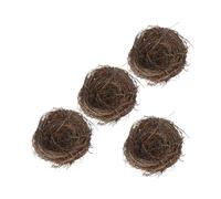 Toyvian 4pcs 15cm Rattan Woven Imitation Bird Nests Decorative Artificial Bird Nest Ornaments Photography Props for Birdcage Accessories and Holiday Decorations