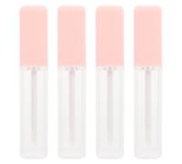 Toyvian 4pcs 6ml Square Frosted Lip Gloss Tubes Set Wand, Pink Plastic Lip Gloss Containers for Makeup Subpackaging
