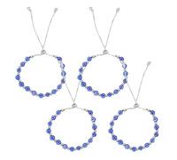 Toyvian 4pcs Adjustable Beaded Evil Eye Bracelets for Women Handmade Lucky Wristbands with Blue Eye Charms String Jewelry for Parties and Daily Wear