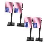 Toyvian 4pcs American Flags with Pole Independence Day Themed Mini Soldier Building Blocks for Boys Enhancing Imaginative Play and Fine Motor Skills