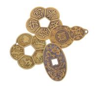 Toyvian 4pcs Ancient Chinese Brass Feng Shui Coins for Divination and Luck, Sturdy Craft with Intricate Patterns, Golden Decorative Coins for Feng Shui Applications and Arrangement