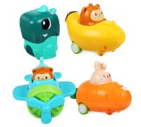 Toyvian 4pcs Animal Car for Dinosaur and Vehicle Models with Non Slip Tires Educational Push for Fine Motor Skill Development and Active Play