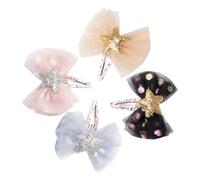 Toyvian 4pcs Animal Print Mesh Bow Hair Clips for Girls Snap Barrettes Cute Hair Accessories for Little Girls for Ages 4-8