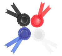 Toyvian 4pcs Award Blank Ribbon Badges Decorative Ribbons Pin Iron and Satin Fabric Blank Design Smooth Surface Pin Back DIY Creative Badge for Craft Projects