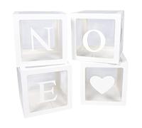 Toyvian 4pcs Balloon Boxes Shower Decorations with One Letter and Heart Design Lightweight Birthday Party Props for Boys First Birthday Celebration
