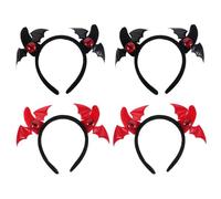 Toyvian 4pcs Bat Headband: Halloween Hair Hoop With Demon Horns - Headpiece For Cosplay Party Decorations And Dark-Themed Costume Accessories