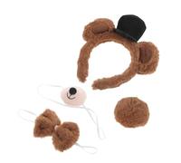 Toyvian 4pcs Bear Costume Set Soft Animal Cosplay Accessories with Bear Ears Headband Bowtie Nose Tail for Halloween Carnival and Party Fun