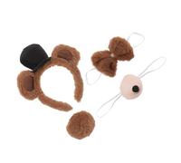 Toyvian 4pcs Bear Costume Set Soft Bear Ears Headband Bowtie Nose Tail Accessories for Halloween Carnival Animal Cosplay Parties Fun and Lightweight Roleplay Gear