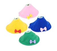 Toyvian 4pcs Bird Neck Cone Anti-pecking Collar Lightweight Breathable Protective Rings for Parrots Budgies Lovebirds with Stylish Soft Neckwear in Pink Blue Yellow Green