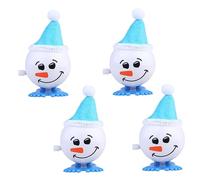 Toyvian 4pcs Blue Christmas Wind Up Snowman for Safe Walking Clockwork Playthings Smooth and Comfortable Holiday Decorations for Boys