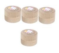 Toyvian 4pcs Box Tooth Keepsake Box for Boys and Girls Wooden Fairy Tooth Holder Teething Toy Born Accessory