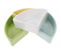 Toyvian 4Pcs Ceramic Small Pet Feeding Bowls for Hamsters Squirrels Sugar Gliders Anti-tip Bite-resistant Water and Food Dishes in White Blue Green Yellow