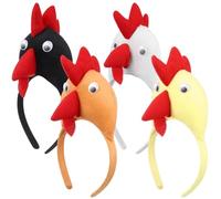 Toyvian 4pcs Chicken Headbands - Rooster Headbands Animal Headpiece Chick Hair Hoop for Easter Birthday Party Halloween Chick Animal Chicken Costume Accessories, Random Color