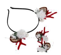 Toyvian 4pcs Christmas Costume Headband with Reindeer Antlers and Snowflake Barrettes Versatile Holiday Hair Accessories for Women and Festive Headwear for Party and Cosplay
