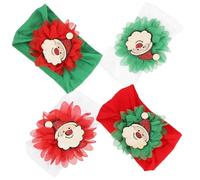 Toyvian 4PCS Christmas Headbands Soft Chiffon Santa Headdress for Cute Xmas Hair Accessories