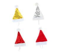 Toyvian 4pcs Christmas Pet Hats Dog Head Cover Sequin Plush Festive Headgear Ornaments for Cats and Dogs Holiday Party Photo Accessories Random Color