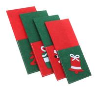 Toyvian 4pcs Christmas Rectangular Cutlery Pouch Felt Tableware Sleeves