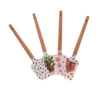 Toyvian 4pcs Christmas Silicone Baking Spatulas with Wood Handles Lightweight Butter Scraper Cake Decorating Tools for Kitchen Desserts and Cake Mixing