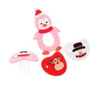 Toyvian 4pcs Christmas Themed Silicone Pacifiers for Boy Girl Funny Holiday Designs Penguin Christmas Snowman Reindeer Santa for Boys and Girls Portable Soothers for Showers