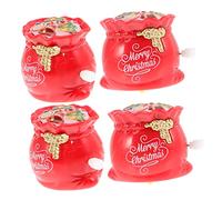 Toyvian 4pcs Christmas Wind Up Cartoon Clockwork Playthings for Desktop Prank Party Favors Safe Design