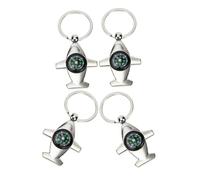 Toyvian 4pcs Compass Keychain Portable Pocket Navigation Compass for Camping Hiking Fishing Durable Outdoor Survival Gear with Key Ring Practical Travel Gift